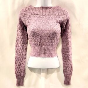 Delia's Vintage 90s Purple Glitter Crop Knit Long Sleeve Sweater